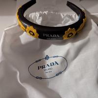Prada Embroidered Hairband originale in pelle
