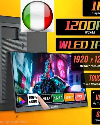 Monitor touch portatile Anmite da 16 pollici, 1200