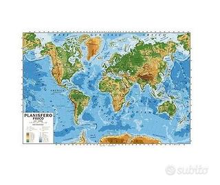 MAPPA mondo PLANISFERO fisica-politica, 100x140 cm