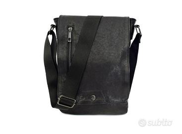 Borsello Uomo Tracolla Vera Pelle Nero Postina Bag