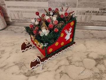 slitta rossa fatta a mano 25x14,5x14