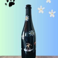 Bottiglia decorativa cani e margherite 