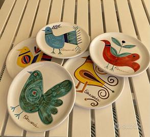 Set piatti pavoncelle - ceramica sarda