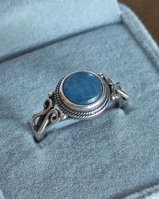 Anello Argento S925 con Pietra Naturale Azzurra