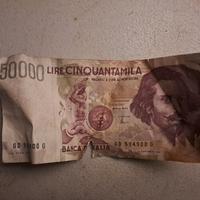 Varie banconote in Lire Italiana 50000 5000 +++