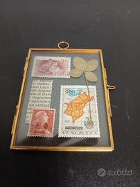 Cornice vintage in ottone e vetro