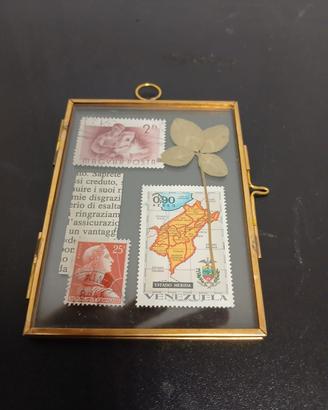 Cornice vintage in ottone e vetro