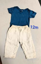 set body e pantaloni lino, 12 mesi