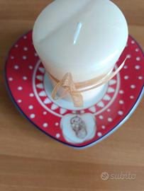 piatto natalizio rosso porta candela Thun 