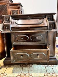 Scrittoio antico a Ribalta in legno con cassetti