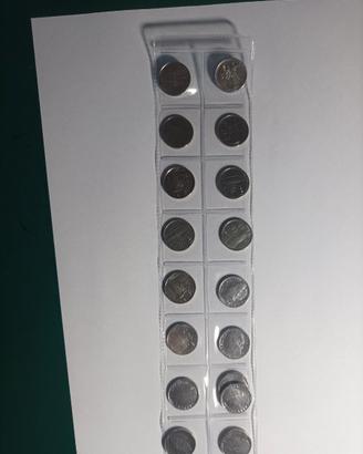 17 monete metalliche mignon da lire 100