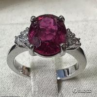 ANELLO ORO 18kt. CON DIAMANTI E TORMALINA ROSA