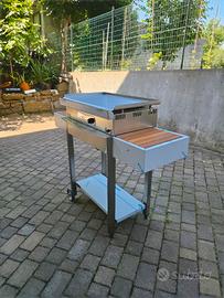 Griglia a piastra Antea 700 con carrello in Inox
