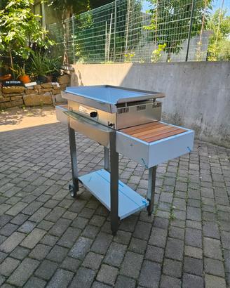 Griglia a piastra Antea 700 con carrello in Inox
