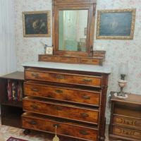 Cassettone Stile Impero in noce con specchio 