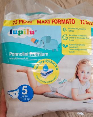 pannolini lupilu taglia 5 maxi formato 72pezzi