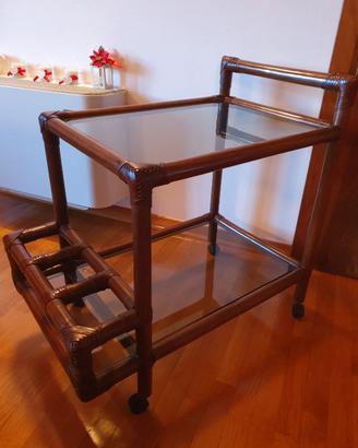 Carrello di servizio  in rattan