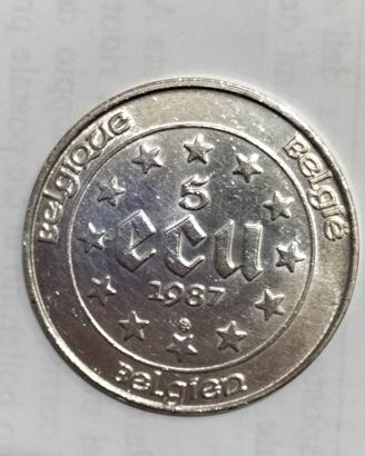 moneta 5 ECU Belgio 1987 argento 