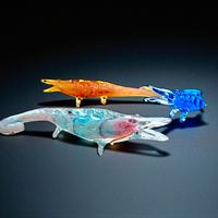 Set 3 Sculture Coccodrillo Vetro Murano Alligatori