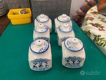 Elegante set di 6 barattolii ceranica con disegni