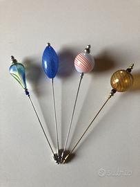 SPILLONI VENEZIA gruppo 4 con perla in vetro soffi