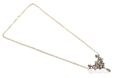 Collana antica con smeraldo, rubino e diamanti, ce