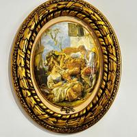 Quadro ovale grande stile classico con cornice