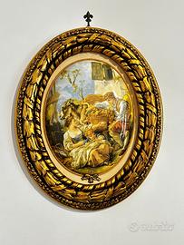 Quadro ovale grande stile classico con cornice