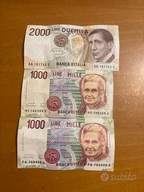 Banconote da 1000 e 2000 lire
