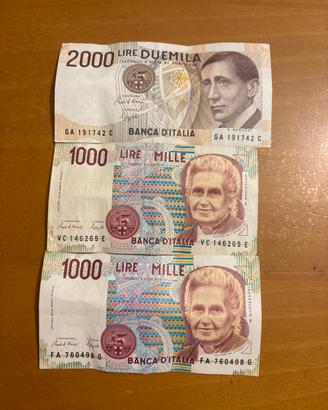 Banconote da 1000 e 2000 lire