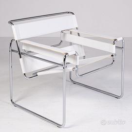 KNOLL Poltrona B3 WASSILY in cuoio bianco NUOVA