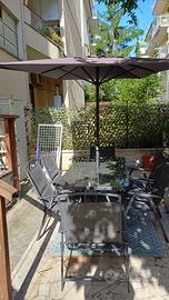 set tavolo giardino +6 sedie 1 ombrellone