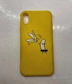 Cover gialla con banana divertente per iPhone X/XS