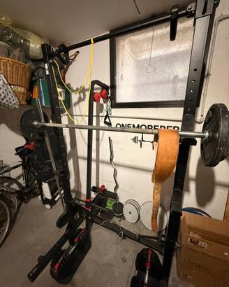 Rack homegym palestra con pesi e bilanciere