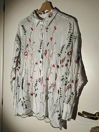 Camicia Bianca Ricamata 100% Cotone  Made in Italy