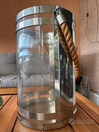 Vaso in vetro e metallo