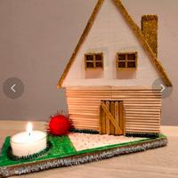 Decorazione natalizia - casetta in legno portacand
