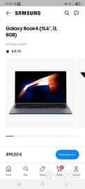 Galaxy Book4 (15.6”, i3, 8GB) nuovo inscatolato