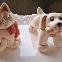 set 2 Thun un cane con osso e un gatto fiocco red