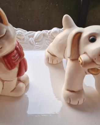 set 2 Thun un cane con osso e un gatto fiocco red