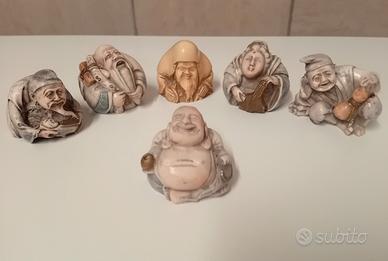 VECCHIE STATUINE GIAPPONESI NETSUKE IN RESINA 