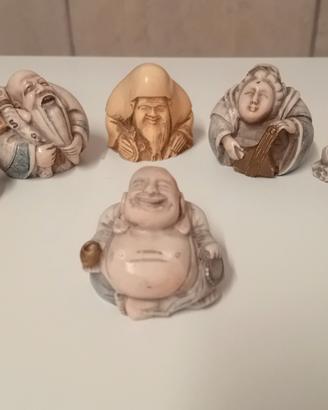 VECCHIE STATUINE GIAPPONESI NETSUKE IN RESINA 