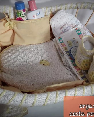 cesta baby shower CORREDO  fatto a mano lana 6 pz