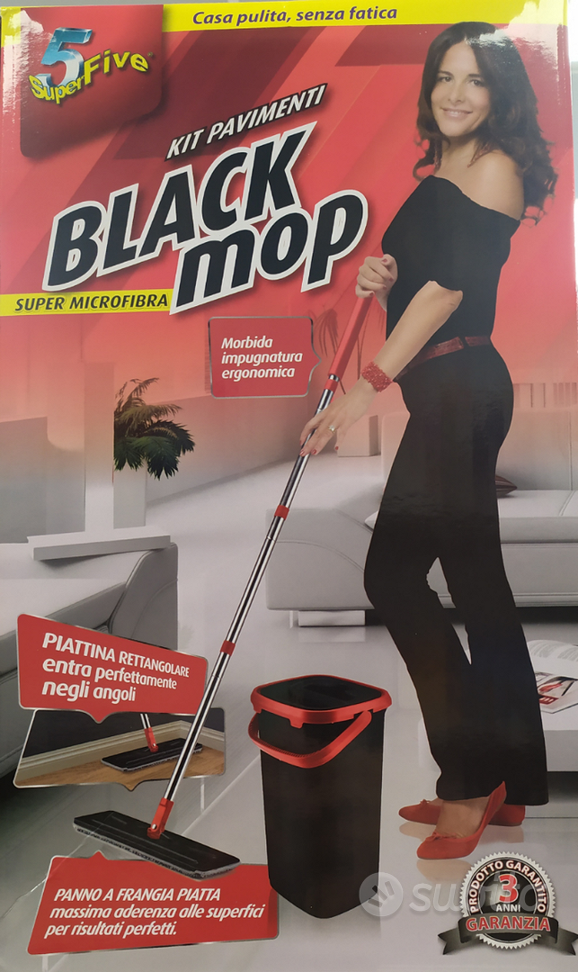 Black Mop set secchio panno bastone nero rosso - Arredamento e Casalinghi  In vendita a Caltanissetta