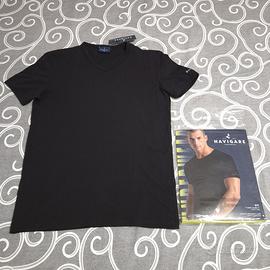 T-shirt Navigare (size 4/M) scollo a V nero cotone