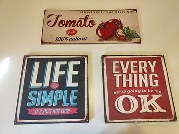 3 quadri decorativi aspetto vintage.