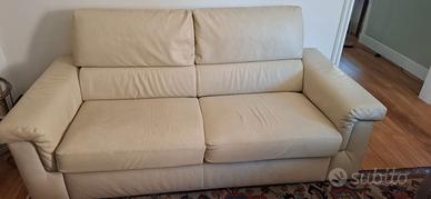 Divano letto in pelle beige