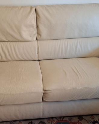 Divano letto in pelle beige