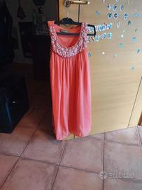 Vestito lungo color salmone