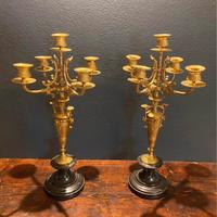 Coppia candelieri bronzo dorati